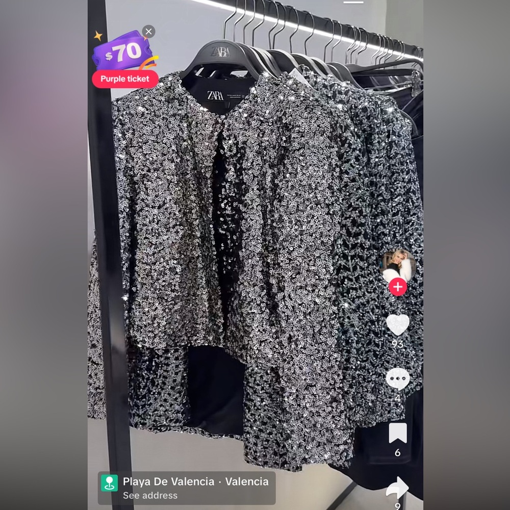 Zara Festive Sequin Jacket and Shorts in Silver and Black - Picture 8 of 16
